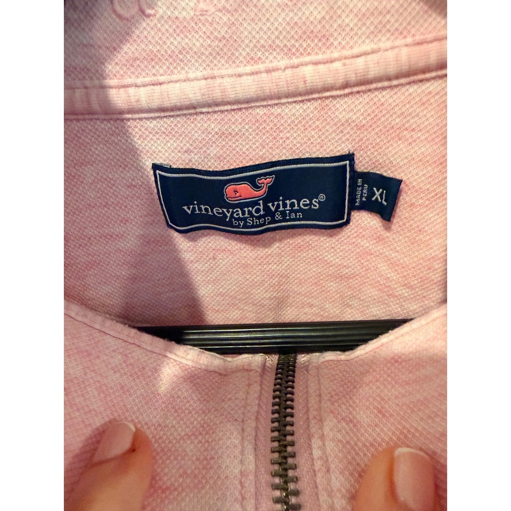 Vineyard Vines Pink 1/4 Zip Pullover XL Cotton Blend Preppy NWOT - Picture 3 of 5
